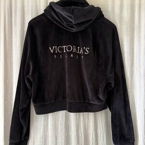 Victoria's Secret Velour Black Zip Up Hoodie